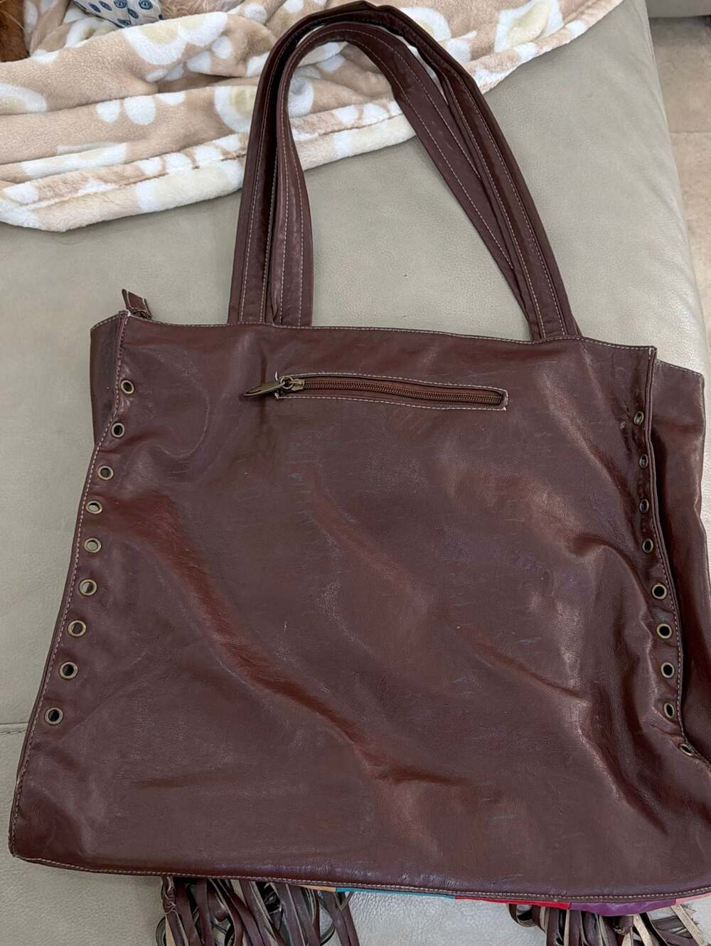 Far Nine Multicolored Leather Patchwork Fringe To… - image 6